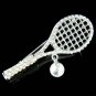 Swarovski Crystal Tennis Racket Racquet & Ball Brooch