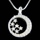 Swarovski Crystal Clear Crescent Moon Star Pendant Necklace