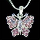 Simple Bride Purple Swarovski Crystal Butterfly Pendant Necklace