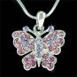 Simple Bride Purple Swarovski Crystal Butterfly Pendant Necklace