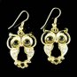 Gold Wise Owl Smart Wisdom Teacher Swarovski Crystal Earrings