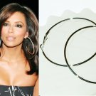 4" (100mm) Giant Huge Celebrity White Gold-Plated Hoop Earrings