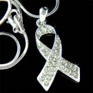 Swarovski Crystal Brain Cancer & Tumor Awareness Ribbon Necklace