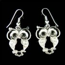 Silver Wise Owl Smart Wisdom Teacher Swarovski Crystal Earrings