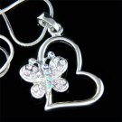 Swarovski Crystal Cutout Heart Purple Butterfly Pendant Necklace