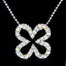 Bridal 4-leaf Clover Shamrock Ireland Swarovski Crystal Necklace