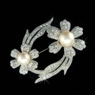 Bridal Swarovski Crystal Cream White Pearl Flower Wreath Brooch