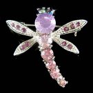 Bridal Wedding Swarovski Purple Dragonfly Crystal Brooch