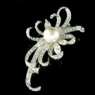 Elegant Bridal Jewelry Swarovski Crystal and Pearl Floral Brooch