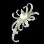 Elegant Bridal Jewelry Swarovski Crystal and Pearl Floral Brooch