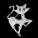 Elegant Kitty Cat Kitten Swarovski Crystal Pin Brooch