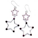 Sparkling Swarovski Crystal Purple Double Star Earrings