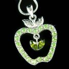 Delicious Juicy Green Apple Swarovski Crystal Pendant Necklace