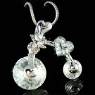 Swarovski Rivoli Crystal Bicycle Bike Heart Pendant Necklace
