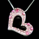 Sparkling Swarovski Crystal Pink Heart Pendant Chain Necklace