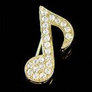 Gold Swarovski Crystal Eighth Music Note Quaver Musical Brooch