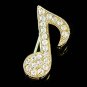 Gold Swarovski Crystal Eighth Music Note Quaver Musical Brooch