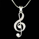 Swarovski Crystal Treble G Clef Musical Note Pendant Necklace