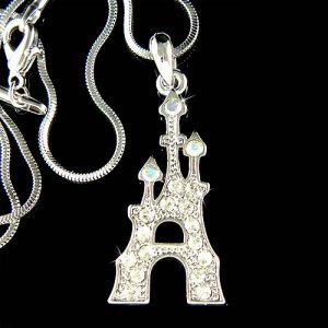 Swarovski Crystal Princess Fairy Tale Castle Pendant Necklace