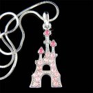 Pink Swarovski Crystal Princess Fairy Castle Pendant Necklace