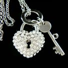 Love Lock Key to My Heart Swarovski Crystal Pendant Necklace
