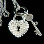 Love Lock Key to My Heart Swarovski Crystal Pendant Necklace