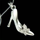 Cinderella Glass Slippers Cute Hight Heel Shoes Crystal Necklace
