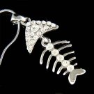Swarovski Crystal Lucky Fish Bone Fishbone Pendant Necklace