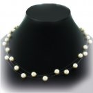 3-Strand Floating Illusion Bride Swarovski Pearl Silver Necklace
