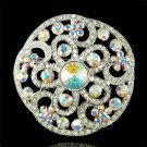 Luxury Swarovski Crystal Round Circle Filigree Flower Pin Brooch