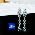 Dark Blue Bridal Circle Drop Swarovski Crystal Dangle Earrings