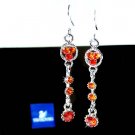 Bright Red Orange Circle Drop Swarovski Crystal Dangle Earrings