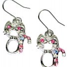 Christmas Candy Cane Swarovski Crystal Kitty Kitten Cat Earrings