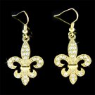 Gold Fleur de Lis Lys Swarovski Crystal Lily Flower Earrings