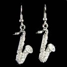 Tenor Alto Sax Saxophone Jazz Music Swarovski Crystal Earrings