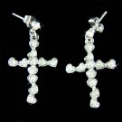 Heart Cross Jesus God Religious Love Swarovski Crystal Earrings