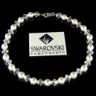 Bridal Swarovski Crystal & White Pearl Anklet for Beach Wedding