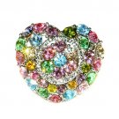 Rainbow Love Heart Flower Swarovski Crystal Cocktail Ring