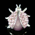 Purple Ladybug Cateye Stone Swarovski Crystal Brooch