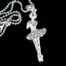 Ballerina Ballet Dancer Purple Swarovski Crystal Charm Necklace