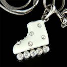 Hockey Ice Roller Skate Skating Shoes Swarovski Crystal Necklace