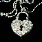 Key to My Heart Swarovski Crystal Love Padlock Pendant Necklace