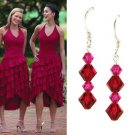 Ruby Fuchsia Hot Pink Swarovski Crystal Sterling Silver Earrings
