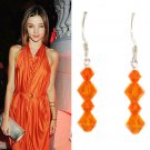 Bridal Bright Orange Swarovski Crystal Sterling Silver Earrings