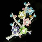 Swarovski Crystal Bridal Rainbow Flower Bouquet Pin Brooch