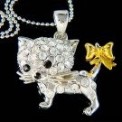 Clear Animal Lover Swarovski Crystal Cat Kitten Pendant Necklace