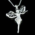 Tinkerbell Fairy Cutout Wings Swarovski Crystal Pendant Necklace