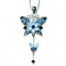 Blue Mother Baby Butterfly Swarovski Crystal Pendant Necklace