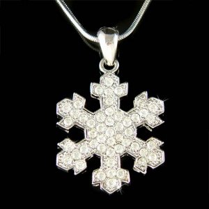 Christmas Holiday X'mas Snowflake Swarovski Crystal Necklace