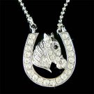 Western Bridal Swarovski Crystal Wild Horseshoe Horse Necklace